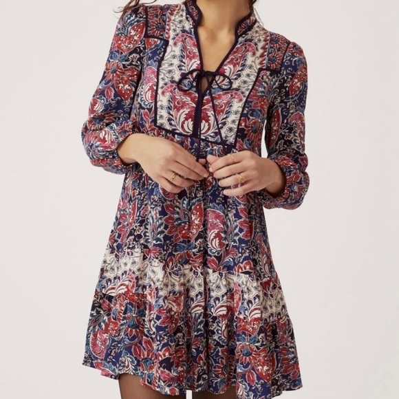 NWOT Anthropologie Spliced Bohemian Flowy Tunic Mini Dress - Picture 1 of 9